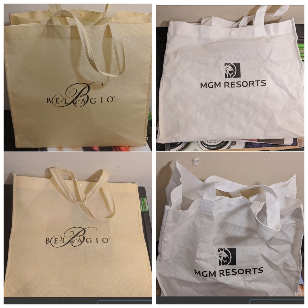 Bundle Lot Set of Bellagio & MGM Las Vegas Reusable Canvas Shopping Tote Bags